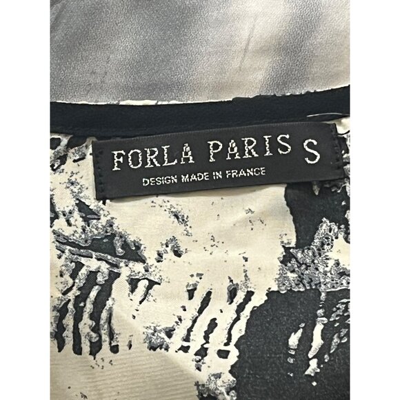 Forla Paris Dress Womens Small Black Abstract Short Sleeve Artsy Mod Boho City - Picture 7 of 11